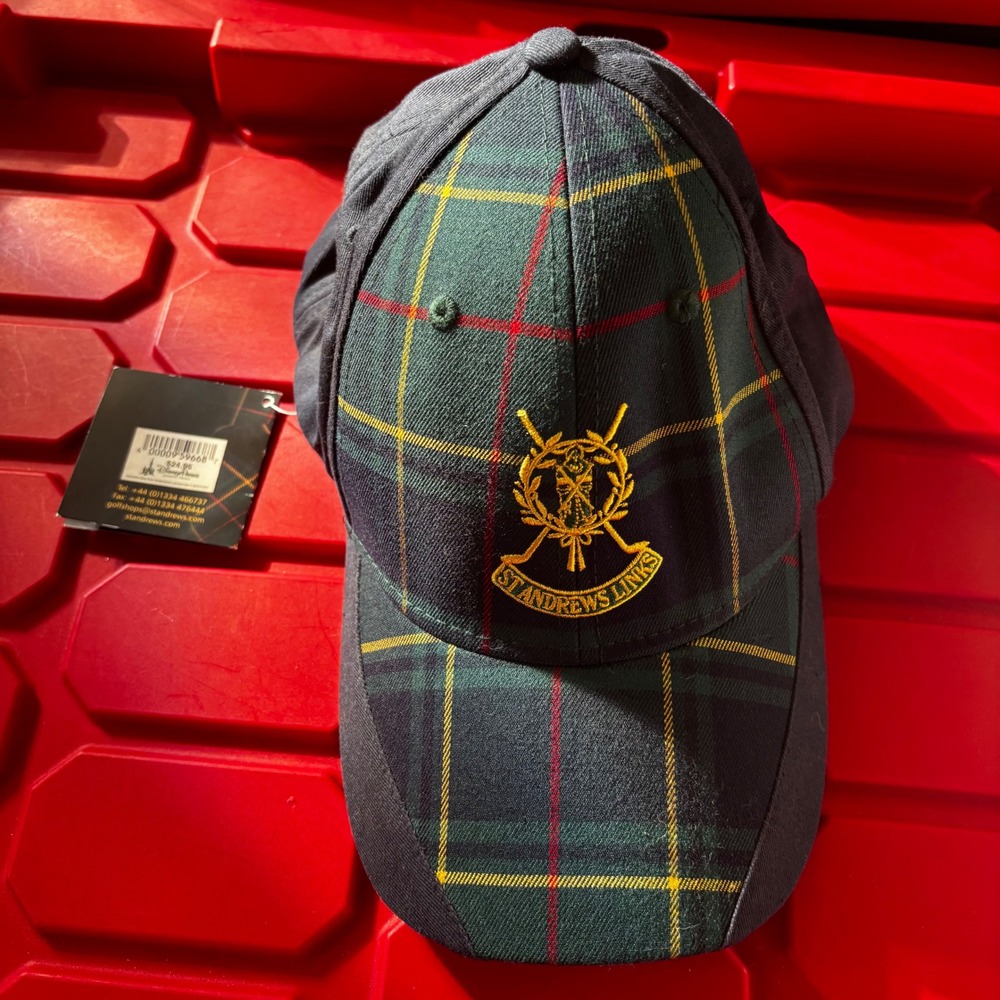 St Andrews Links Tartan Plaid Golf Hat Cap Embroidered Scotland NWT